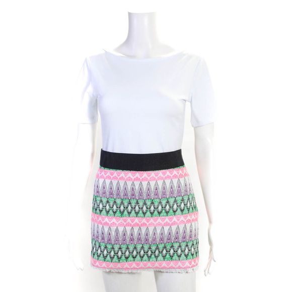 Milly Dresses & Skirts - Milly Womens Abstract Print Knit Embroidered Mini Skirt Multicolor Size 6